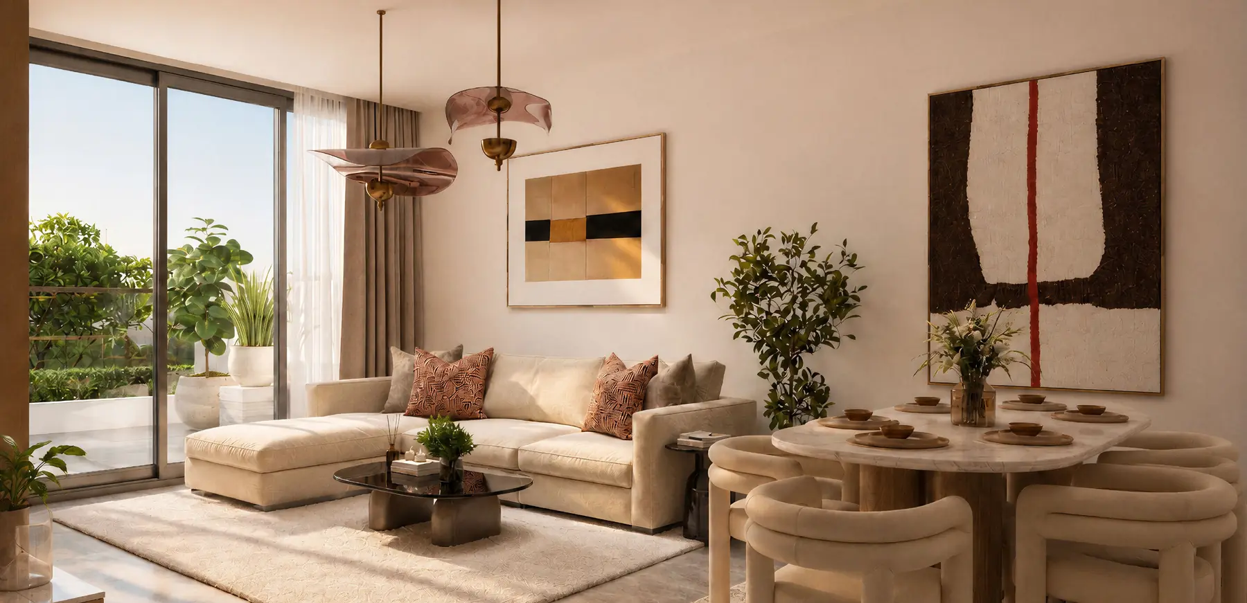 One-bedroom living and dining